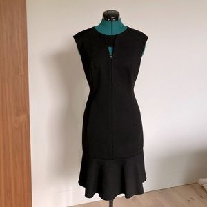 Tahari Black Fit & Flare Scuba Dress with Keyhole Neck Detail